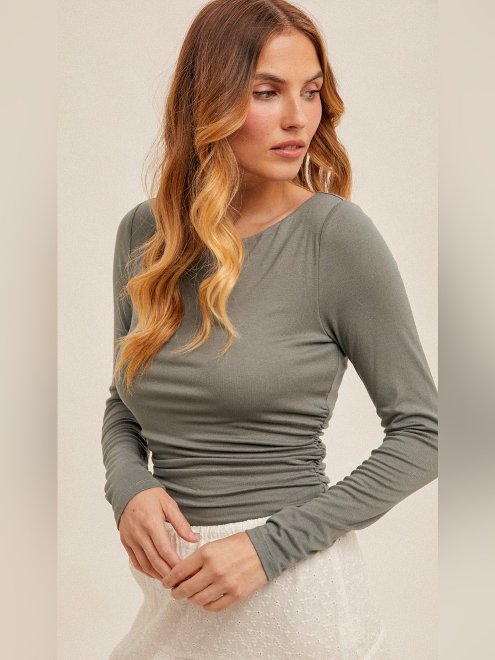 Hem & Thread Stretchy Ruched Waist Bodysuit NWT